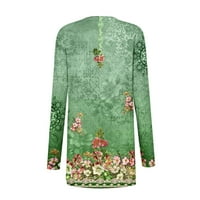 Ženski kaputi jakne za žene modni casual cvjetni tisak srednje dužine Cardigan ženski vrhovi fluorescentne zelene 1x