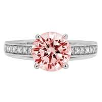 2.21ct okrugli rez ružičasti simulirani dijamant 18k Bijelo zlato Graviranje Izjava bridalne godišnjice