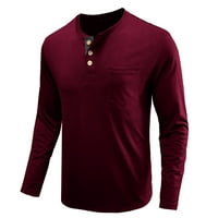 Muškarci Proljeće i jesenski gumb Okrugli izrez Čvrsta boja Bluza Dugi rukavi Džepna košulja