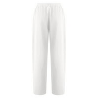 Aoochasliy Clearence ženske hlače Petite Petite džepovi džepa u boji elastični struk Udobne ravne hlače