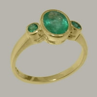Britanci napravio 18k žuti zlatni prirodni smaragdni ženski osnivački prsten - Opcije veličine - veličina