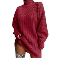 Ženska boja blok džemperi modni čvrsti dugi rukav kornjač zimske haljine dugih rukava pulover dugih