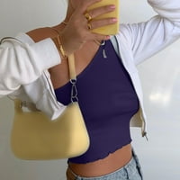 Fjofpr Ženska odjeća Žene Ljeto Jednokrevetne rame Solid Color T-majice Casual Chort rukava Bluza