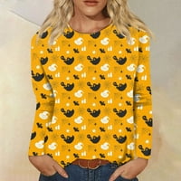 Vrhovi za žene plus veličine s dugih rukava Crewneck Halloween Print majica Loose pulover casual bluza