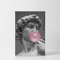 Smile Art Design Michelangelo's remek-djelo Guma David Pink Bubble Gum Art Canvas Ispiši poznate statua Zidna umjetnost Klasična umjetnost Dodirni dekor istegnut je spreman za objesiti izrađen u SAD 12x8