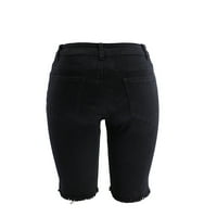 Finelylove ripped jean kratke hlače za žene široke kratke hlače za žene Jean High Squik Rise Solid Black XXL