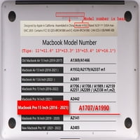 Kaishek kompatibilan MacBook Pro S Case - Model otpuštanja A1990 i A1707, plastična pokrivača tvrdog