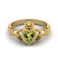 Irski claddagh srce peridot sterling srebrni zlatni Vermeil Solitaire Women Obećaj Ring