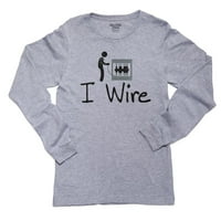 Iwire - logotip električara koji radi na panelu Bo dečko, siva majica dugih rukava