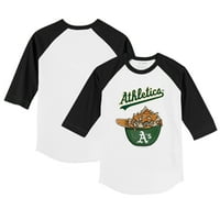 Toddler Tiny Turpap bijela crna Oakland Atletika nacho kaciga 3 majica sa 4 rukava Raglan
