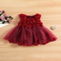 Jaweiw Baby Girls Ljetne haljine bez rukava, pune boje 3D latica ukras mreža haljina, princeza A-line