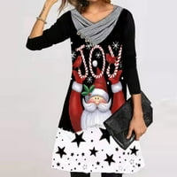Modne žene dugih rukava patchwork božićni ispis ovratnik za nagib dame duge vrhove bluza hot8sl4487066