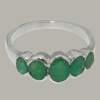 Britanci napravio je 14k bijelo zlato prirodno smaragdno žensko prsten - veličine opcija - veličine 9