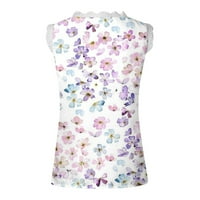 Čipka za patchwork cvjetni ispis za ženske bluze bez rukava V-izrez