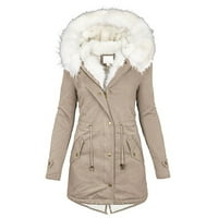 Haxmnou Women Plus Veličina zimski kaput rever ovratnik dugih rukava vintage zgušnjava kaput jakna topla