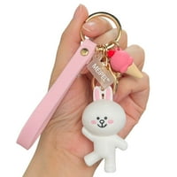 Slatka oprema za ključeve sa ključem, crtani bijeli zeko privjesci Privjesak Silikonski ružičasti kaiš za ruksak čari ukras poklon za žene djevojke