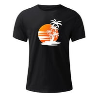Muški pamučni pamučni posteljini popust Ljetna tropska plaža Print Tees Modna odjeća Košulje s kratkim