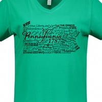 Inktastična Pennsylvania State Word Word Salata Ženska majica V-izrez