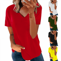 Ženska plus veličina Top V-izrez kratki rukav majica kratkih rukava majica s kratkim rukavima labava plava