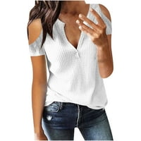 Ženski odobrenje ispod $ Ženska modna čvrsta boja V-izrez Udobna labava majica kratki rukav bluza casual