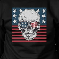 Skull American zastava Unizirati crnu dukseru Pulover okruglog vrata