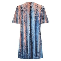 Ženske vrhove Tunic Ljeto majice kratkih rukava Grafički print casual bagerijskih bluze za nošenje sa gamašima plave veličine 2xl