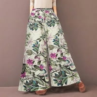 Ženske meke pantalone Boho Beach pantalone cvjetni ispis zavoja elastičnosti Maxi pantalone široke pantalone