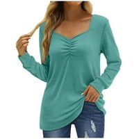 Bluze s dugim rukavima V-izrezni patchwork bluze Ženske vrhove Dressy casual zelene veličine xl