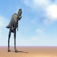 Veliki aucasaurus dinosaur koji stoji u pustinji od dnevnog plakata