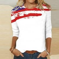 Ženska patriotska košulja 4. jula Američka zastava Štampaj majica Bluza Summer Casual Crew vrat kratkih