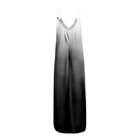Baycosin haljine za žene udobne haljine dugi maxi v izrez labave haljine bez rukava Boho Beach Sundress