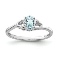 Bijeli sterling srebrni prsten gusjenica mart akvamarine ovalna plava