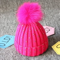 Dječja djeca djeca toplo Fur Pompom Beanie kape za dječake i djevojke Zimske meke pletene šešire 4Y-8Y