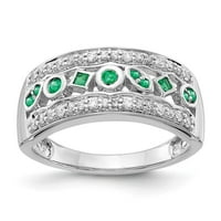 14k bijeli zlatni real dijamant i smaragdni ukrasni prsten