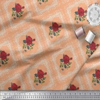 Soimoi Cotton patch tkanina provjera, lišće i ruža cvjetna otisnuta tkanina od dvorišta široka