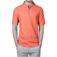 Muška ljetna bluza, Henley majice, majice za odmor, pamuk kratkih rukava i otporni na platnu podlogu CALLAR LEAL SLIM T-majica Modni sportovi Casual Dnevna bluza Orange M
