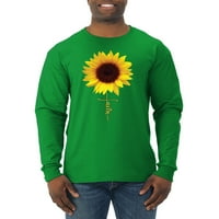 Suncokret Christian Faith Cross Inspirational Christian Muška majica s dugim rukavima, Kelly, 2xL