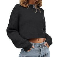NJSHNMN ženski džemperi dugih rukava pletenje pulover Jumper vrhova pletiva, crna, m