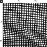 Pamučni sateen stolnjak, 70 kvadrat - crno bijeli akvarel ploča jednobojno jednobojno gingham kabina piknik Ispisuje posteljinu po mjeri kašika
