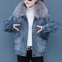 Voncos ženska traper jakna - lagani jesen zimski topli casual dugih rukava zadebljane labave fit jean