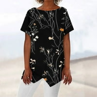 Strungten ženski modni retro tisak okrugli vrat kratkih rukava majica na vrhunsku majicu Top ljetnih
