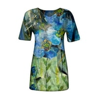 Leylayray ženska bluza Ženska moda casual plus veličina Scenic Cvijeće Štampanje okrugle vrata majice