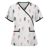 Ženski vrhovi bluza Grafički printira kratki rukav Radna odjeća Ženska majica V-izrez ljeto ružičasta