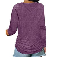 Otočana ženska pulover duge dugih rukava okrugli izrez Bluze za majice Dame dugih rukava V-izrez Čvrsta zatvarača bluza Jesen kauzalni pulover vrhovi ženske tunike