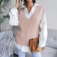 Dukseri za žene Trendy Plus size modni casual v izrez šuplje dijamantne pleteni prsluk džemper prsluk