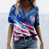 Dabuliu Američka zastava Majica Žene USA Star Stripes Četvrti jul Majice 4. srpnja Košulje za tinejdžere