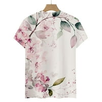 Vrhovi za žene ljeto, cvjetni uzorak bluza okrugli vrat kratkih rukava udobne dressy tshirts, ženske