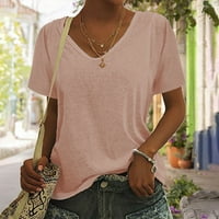 Lady Majice U-izrez Solid Ljeto Želje Izljeva ispod $ plus veličina ružičasta 10