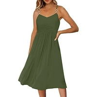 Ljetne haljine za žene Srednja dužina casual sasvim bez rukava haljina haljina vojska zelena l