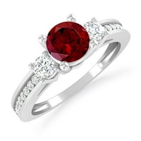 Carat 10k bijeli zlatni Garnet i dijamantski zaručni prsten za žene - idealan angažman ili obljetni prsten
